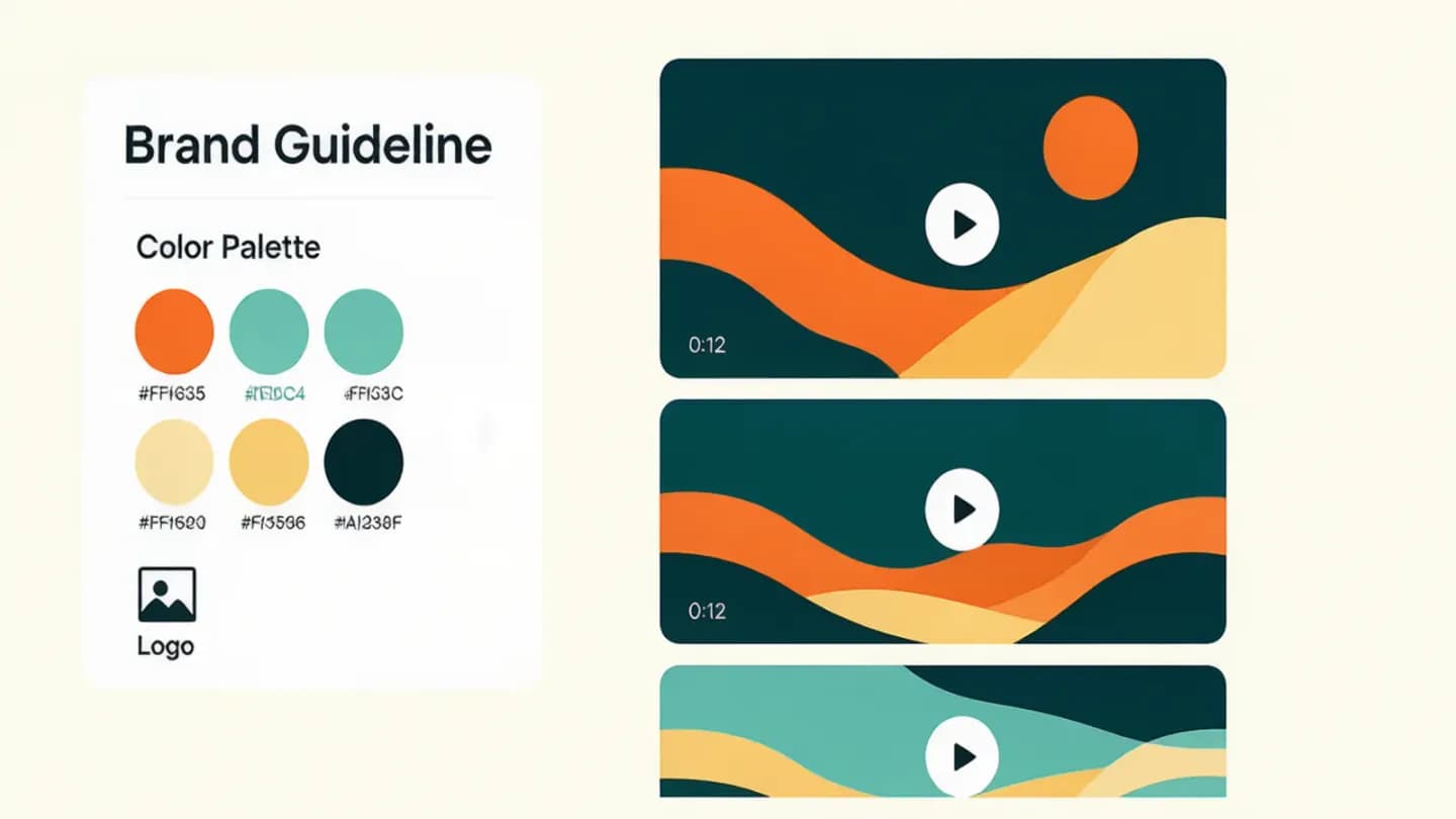 Brand-kit controls aligning AI-generated video frames to brand colors and logo