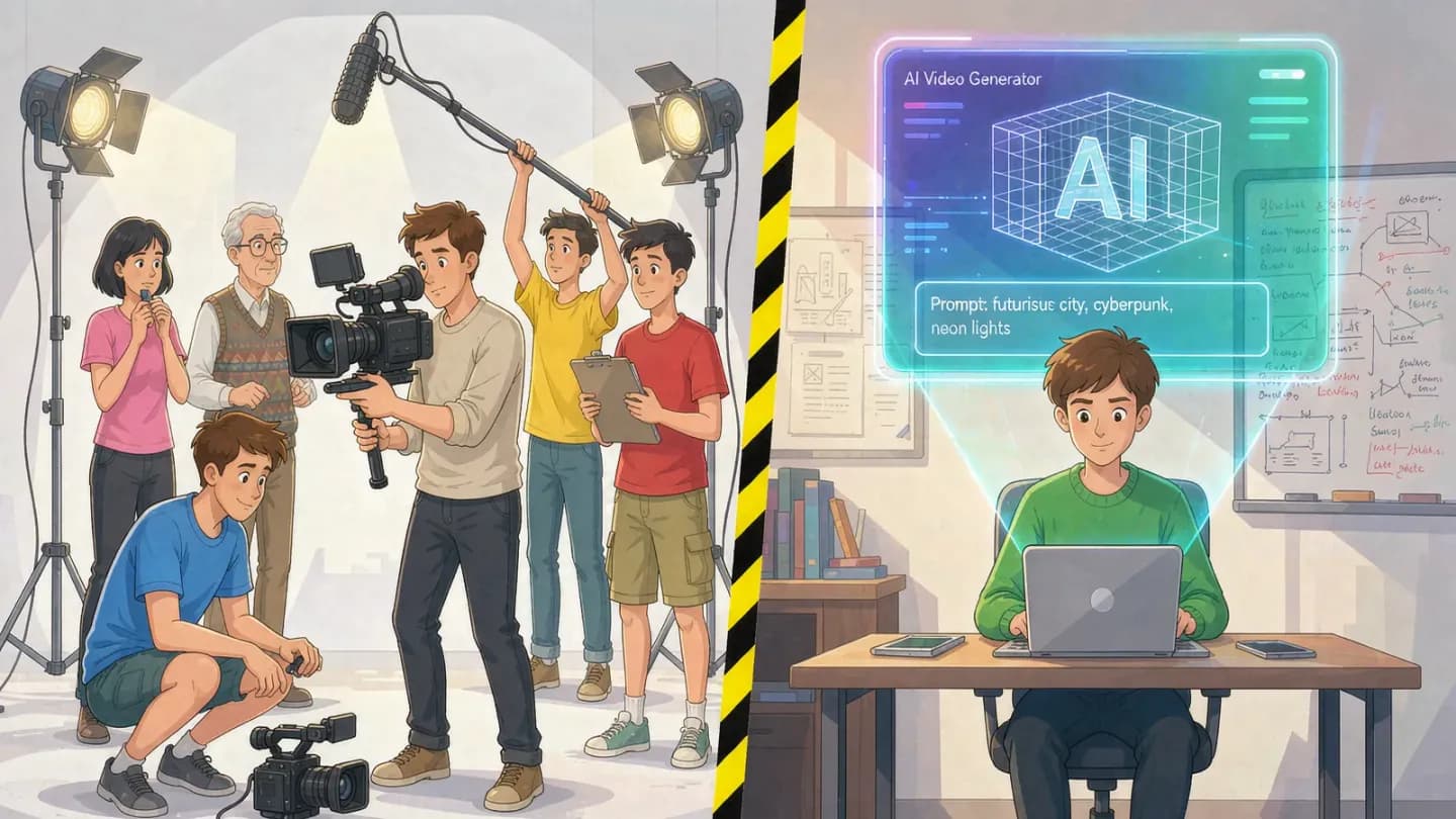 Traditional crew versus solo AI video editor
