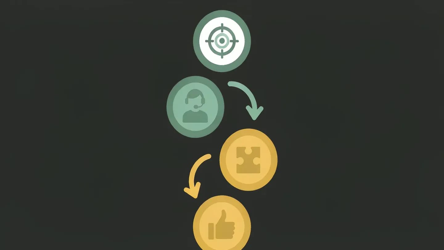 Four sequential capability checkpoints along a roadmap arrow