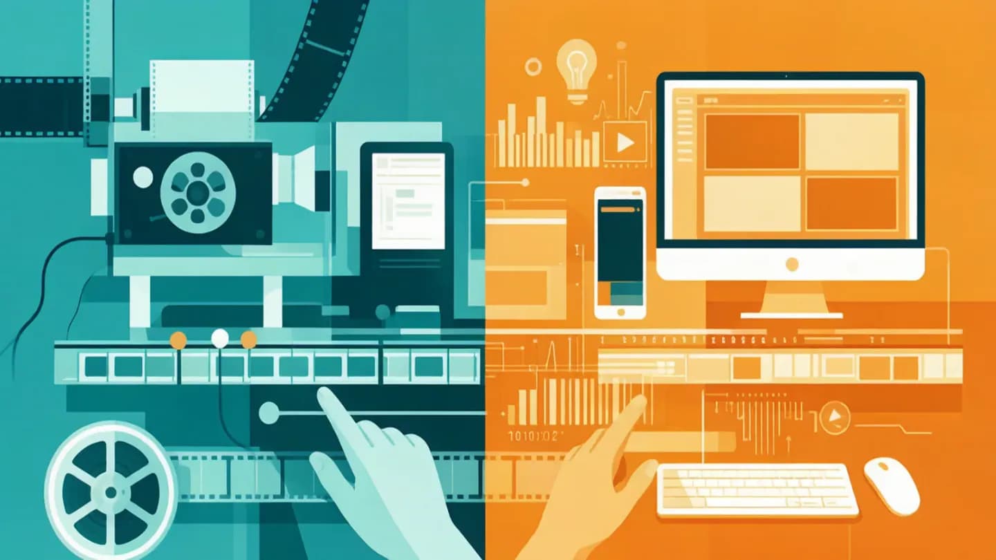 Side-by-side of traditional editing and in-console AI ad generation