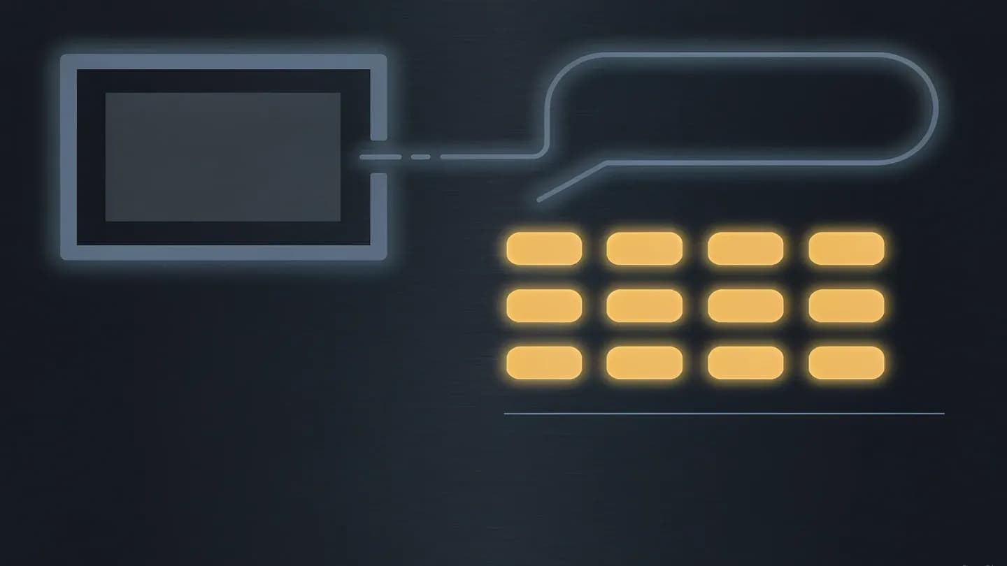 A glowing video ad frame extends into a speech bubble that reaches an ordered stack of answer tiles, showing the ad unit becoming the destination