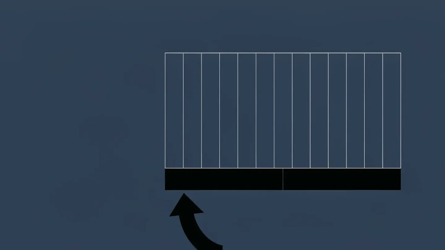 Diagram of a video frame with an on-screen disclosure bar and a placement arrow
