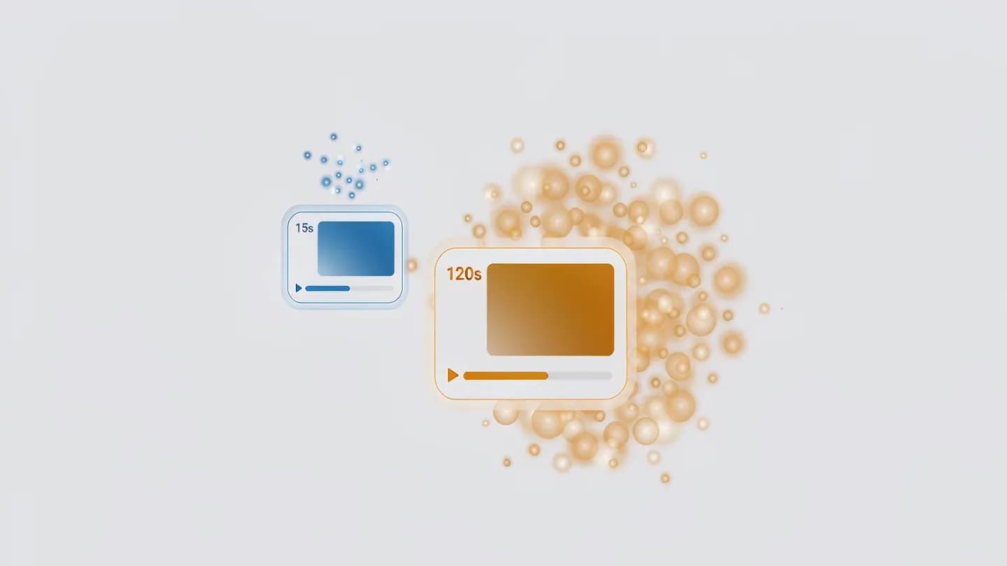 A data contrast between a high-engagement short clip and a high-reach longer clip