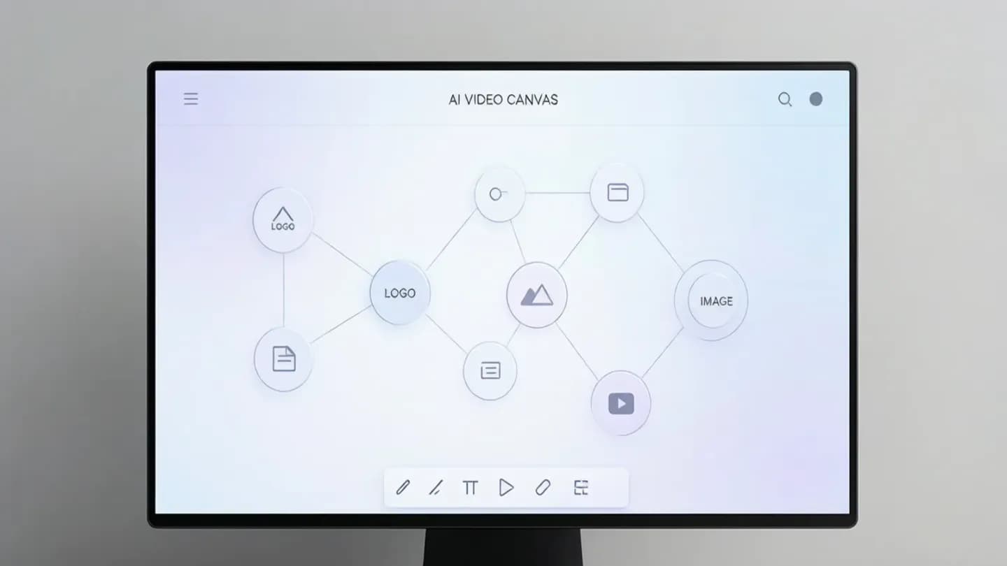 A clean AI video canvas interface displayed for brand advertising