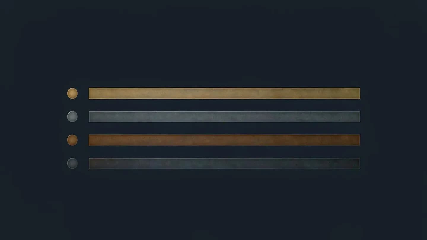 A single film frame drawn as four separate stacked horizontal bands with small circular markers down the left edge marking each layer.