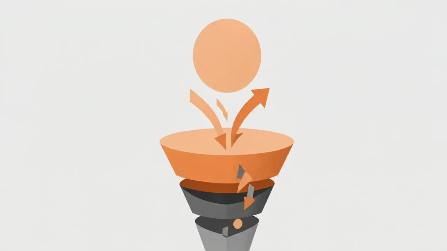 Abstract funnel showing declining investment in generative creative tools