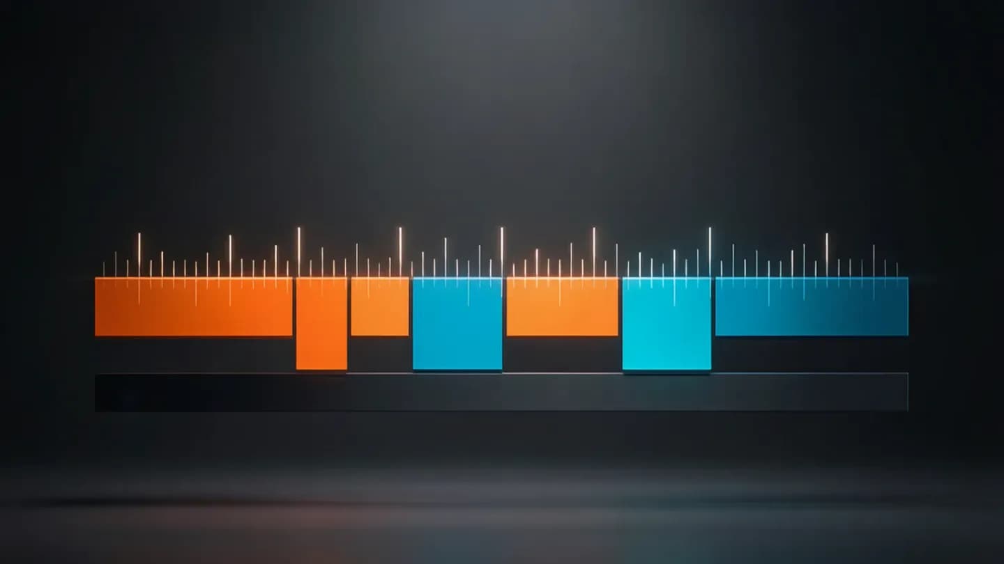 An abstract timeline bar divided into coloured blocks representing how long a legal super occupies a short spot