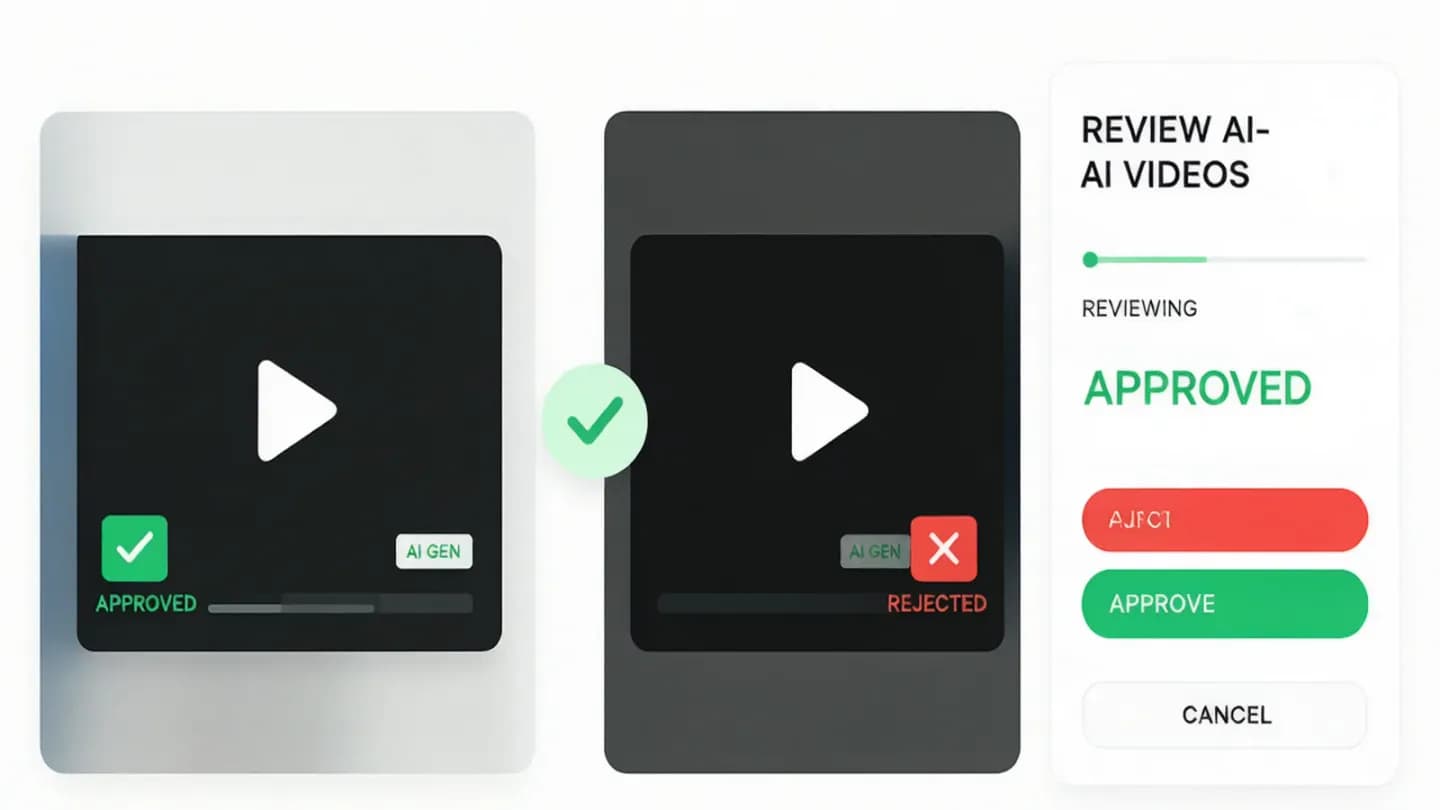 A reviewer approving and rejecting AI-generated video frames on a dashboard