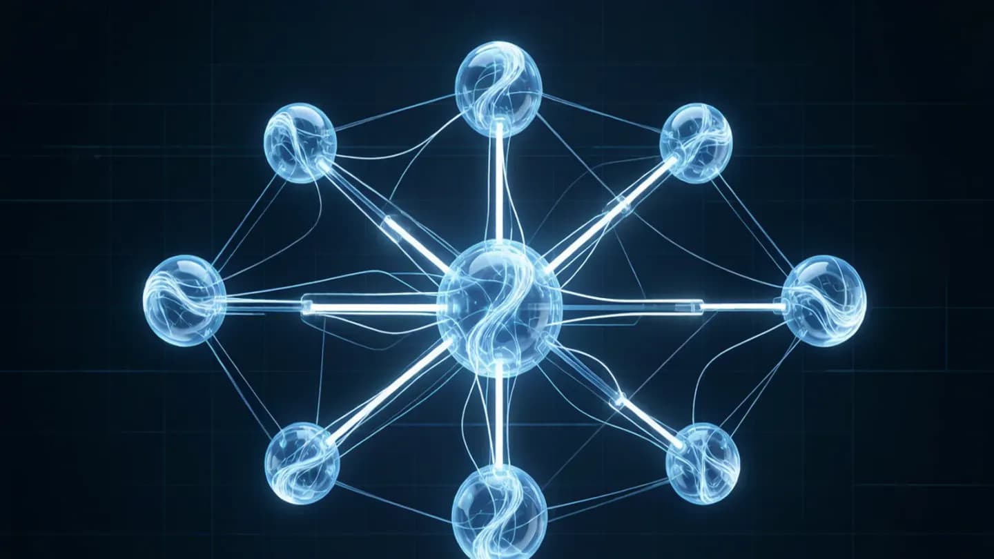 A system diagram of connected nodes and pipelines representing marketing infrastructure