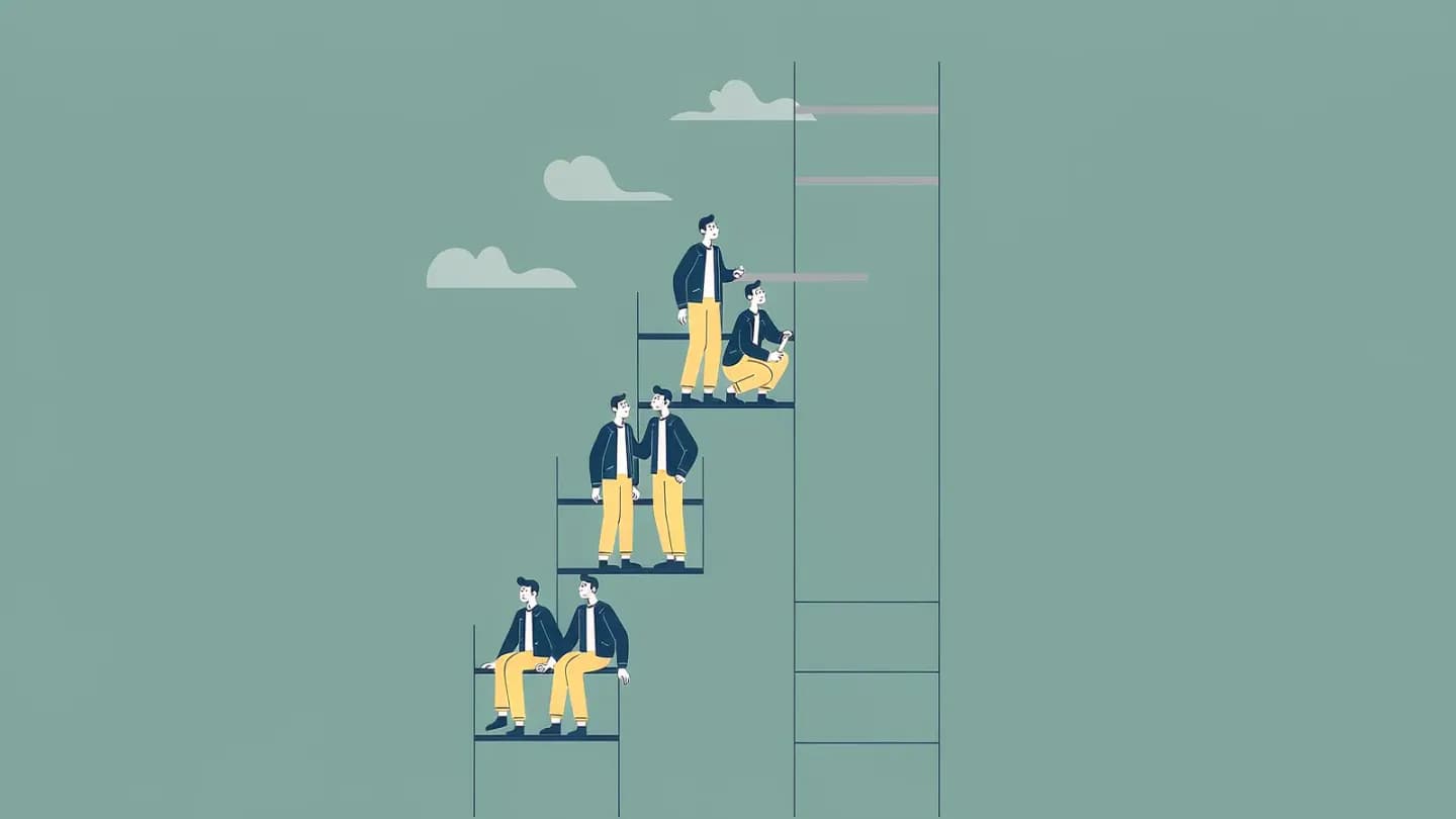 A six-level AI maturity ladder with the top two rungs empty