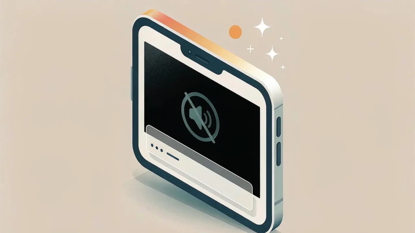 Isometric vector illustration of a muted phone video player with a caption bar beneath the frame