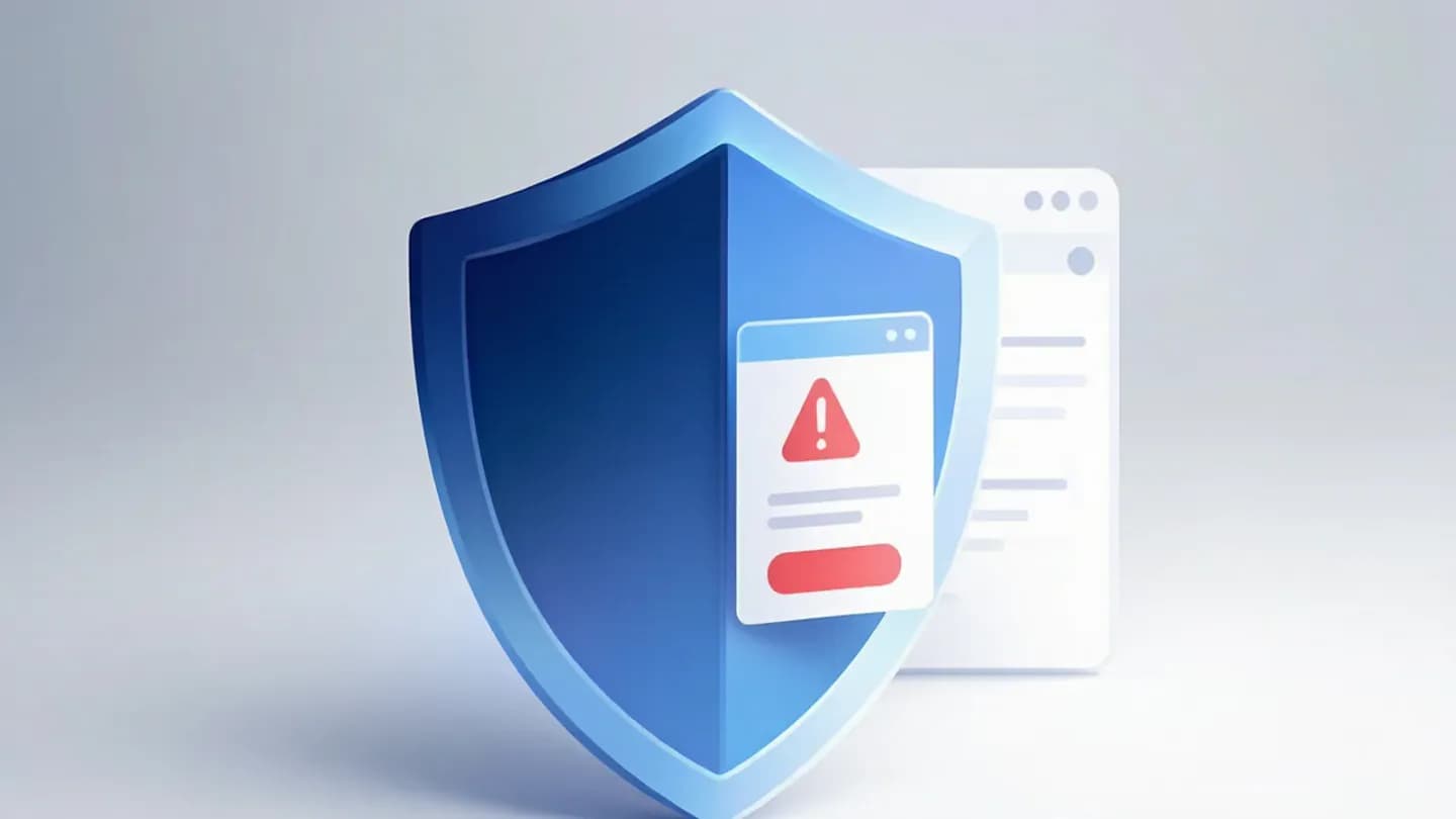 A shield protecting a social media feed from scam advertisement pop-ups