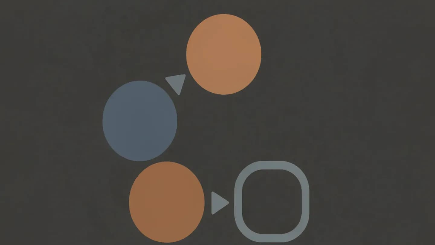 Flat vector three-card cycle diagram where the third card is an empty outlined slot on a loop