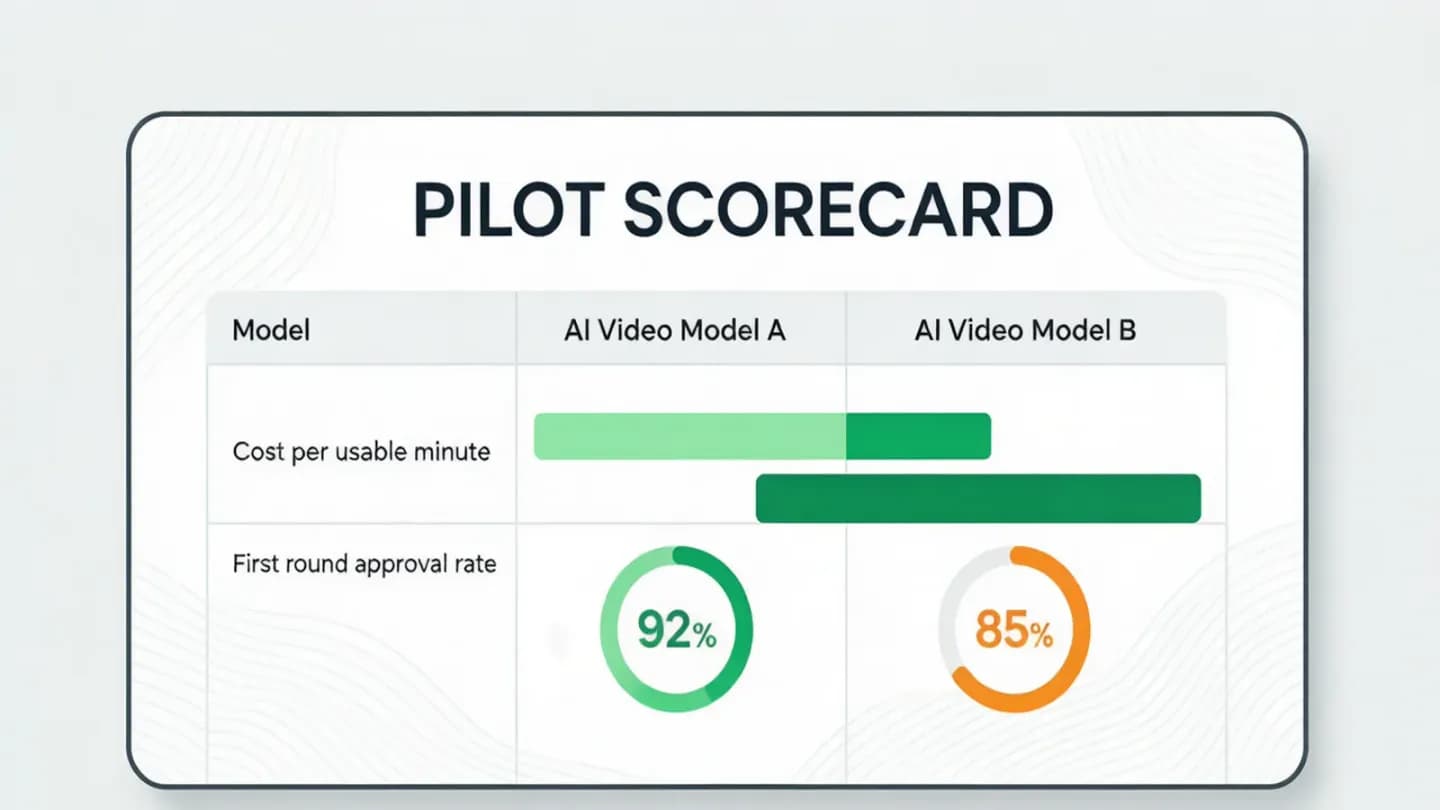 Scorecard comparing two video models on cost and approval metrics