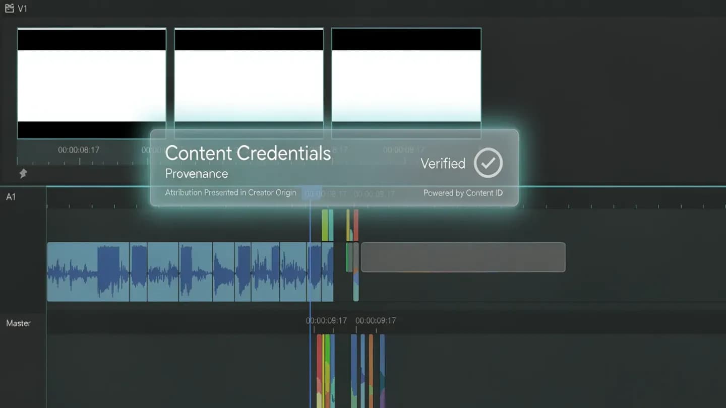 A video timeline showing verifiable provenance metadata