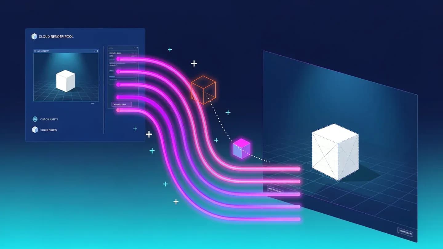 Illustration of a cloud-rendered AI video pipeline