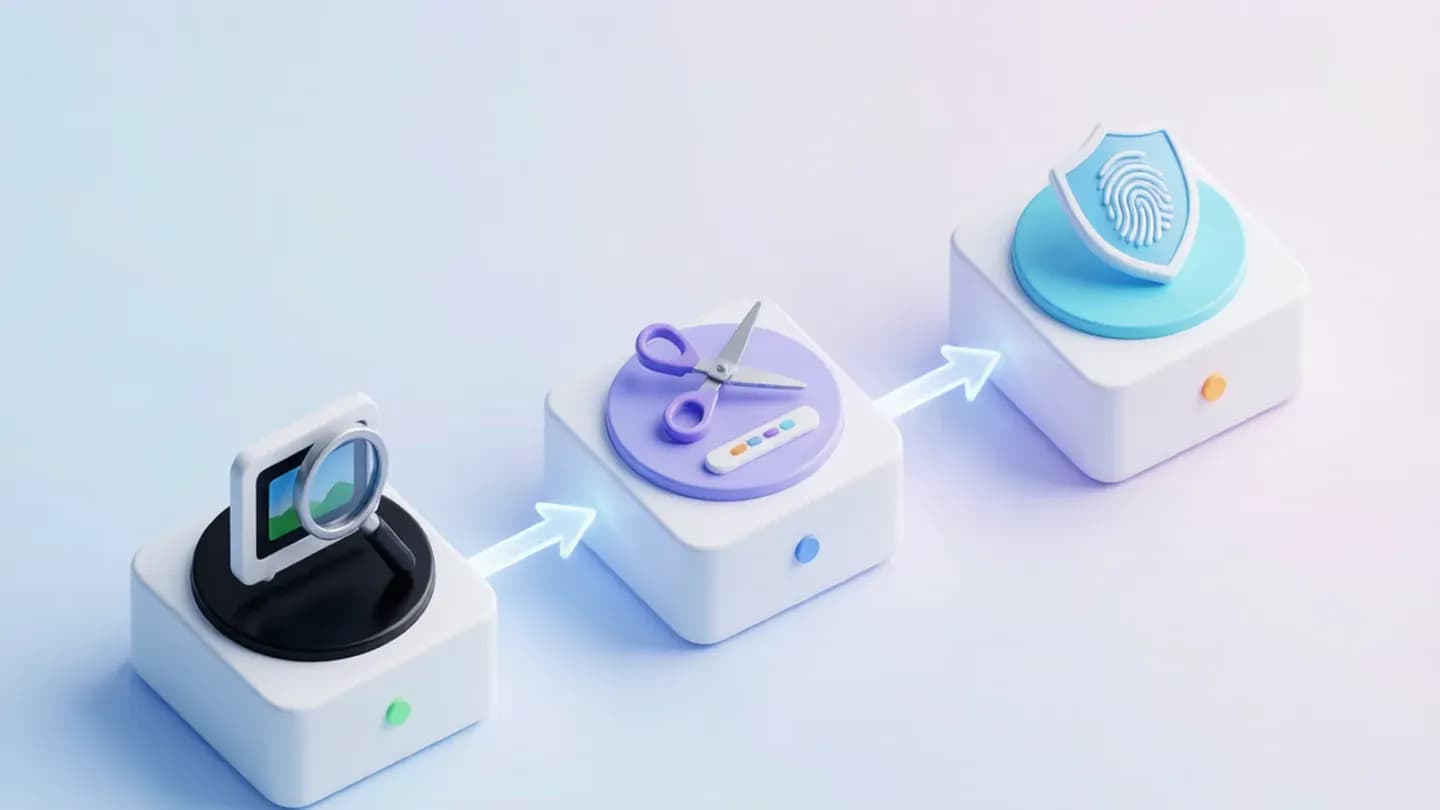 Three connected nodes representing QC, editing, and provenance