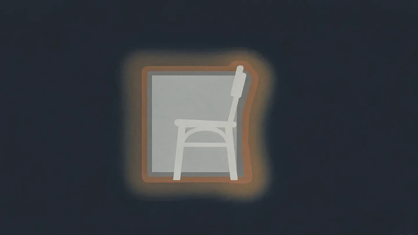 A floating video frame on dark navy divided into four soft tone regions representing the object, overlap, affected area, and untouched background
