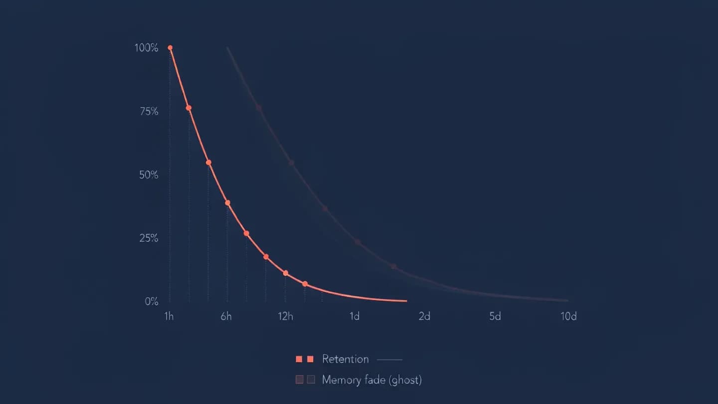 A line chart of video retention dropping next to a faint ghost representing lost brand memory
