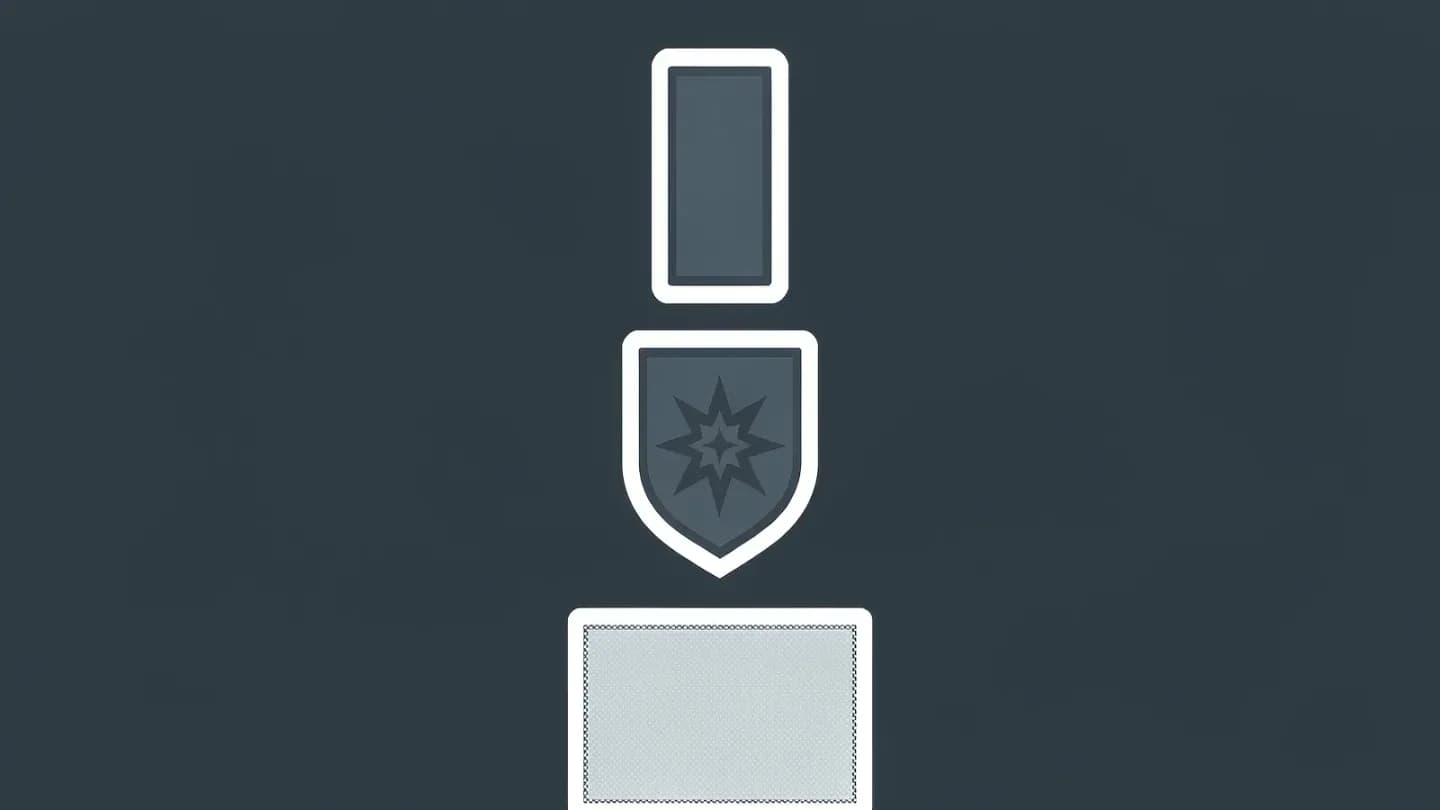 Composition of a label tag, a shield seal and a filter mesh around a video frame.
