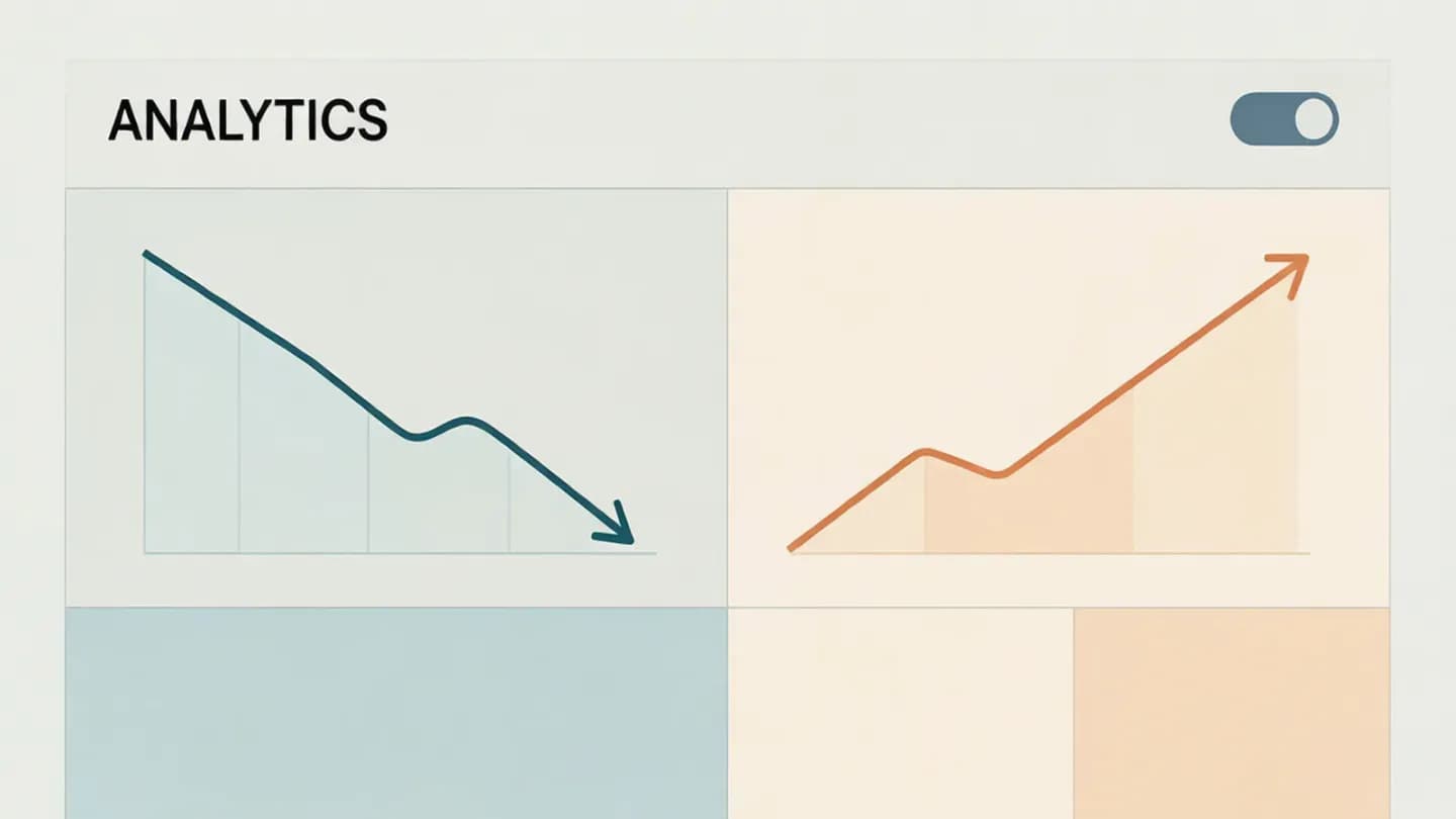 A dashboard showing AI excitement falling and human-content trust rising
