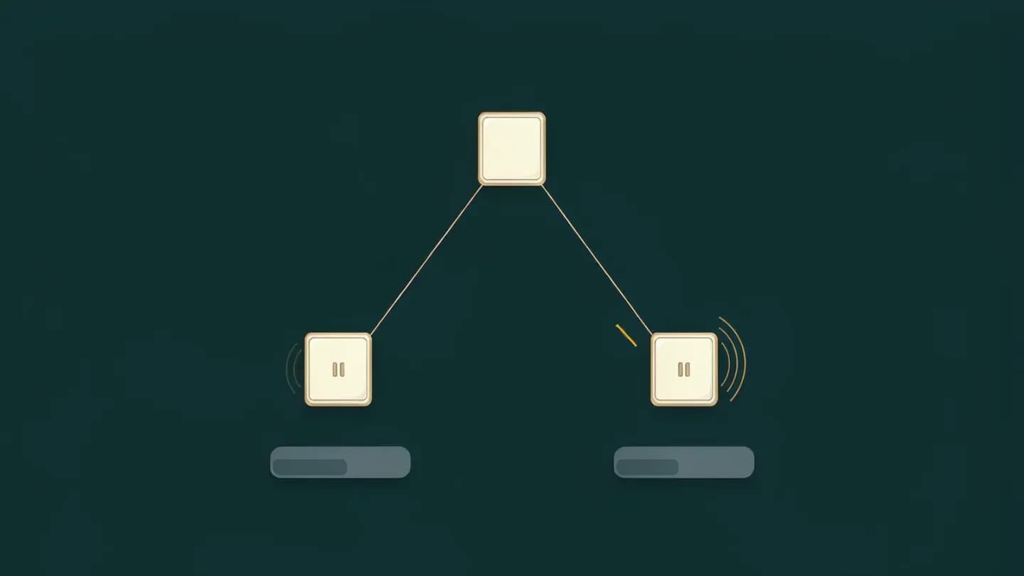 One still frame at the top branches into a static result on the left and a moving result on the right, with two identical unmarked measurement bars beneath showing both outcomes are comparable.
