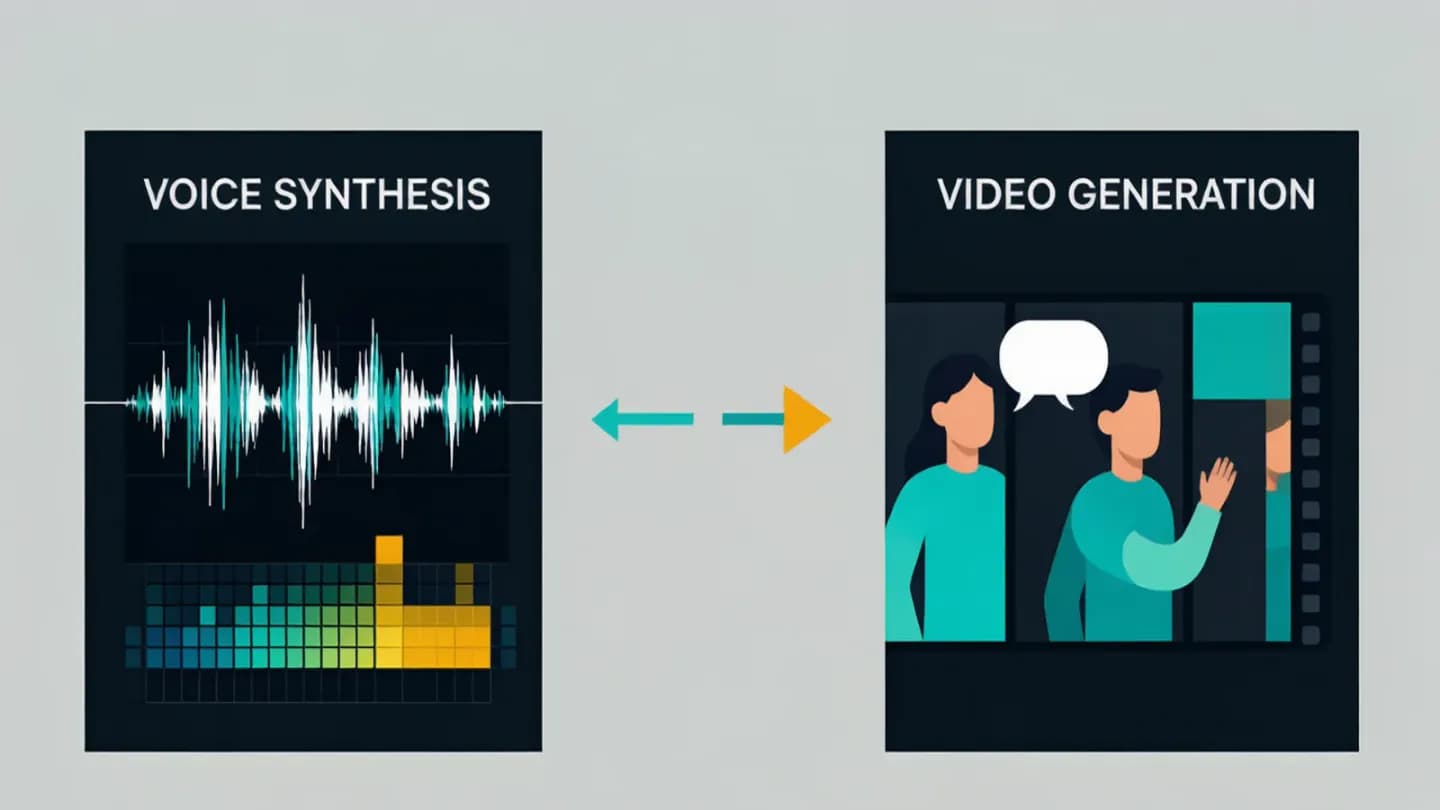 Two separate generation modules with a broken timeline between them, illustrating the root cause of lip-sync drift.