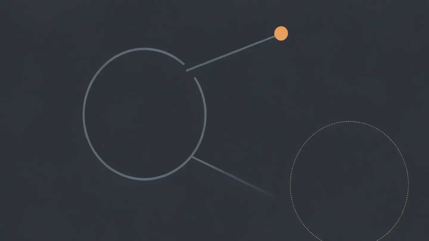 Flat ring diagram with one solid path to a filled disc and a second fading path that stops before a dotted disc