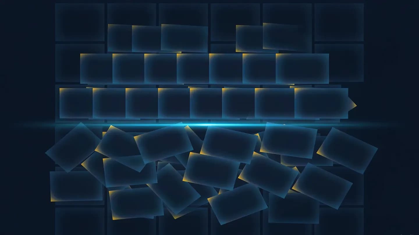 Editorial illustration of finished video frames marching above a glowing threshold line while blurred frames dissolve below it