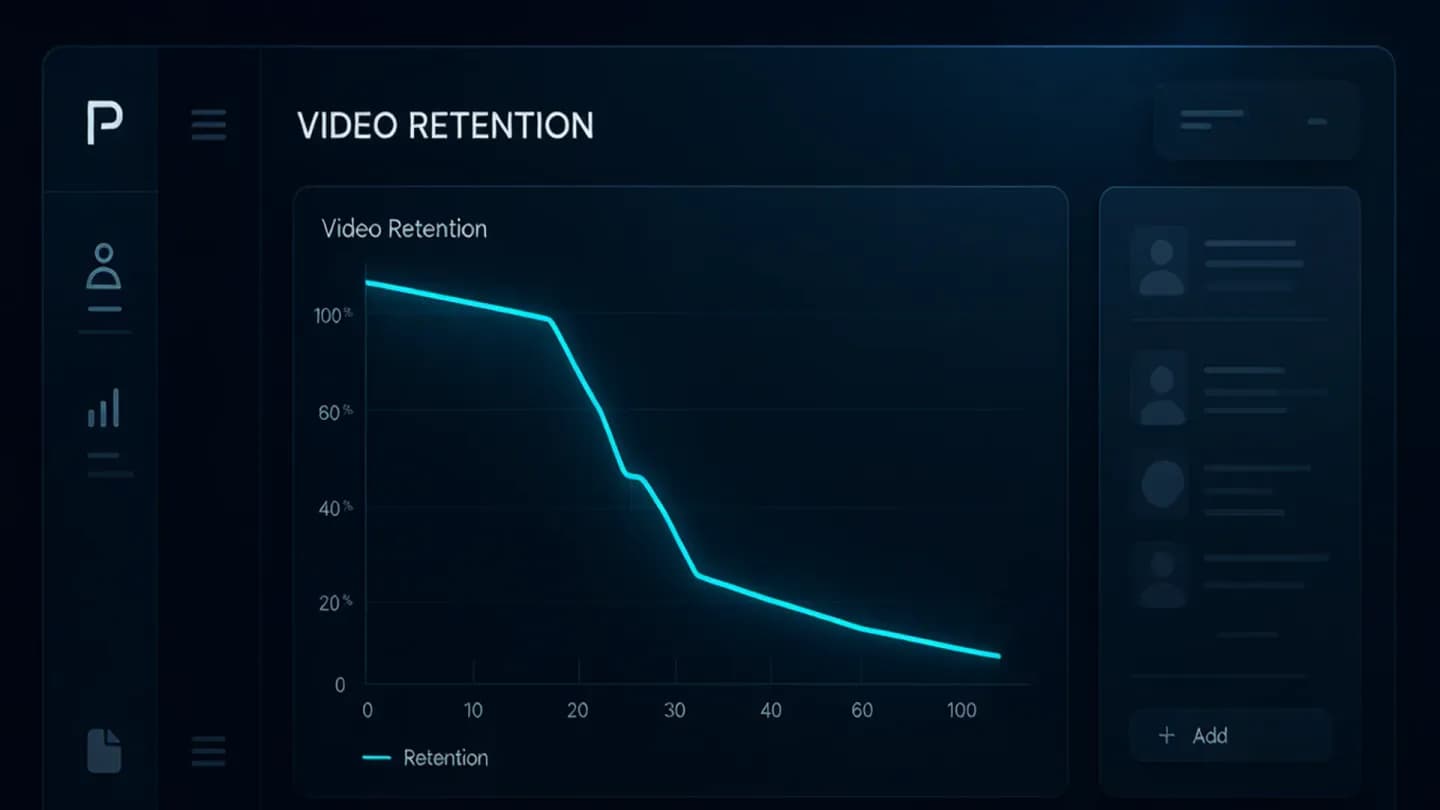 A retention curve on a dark analytics dashboard dropping after a strong open.