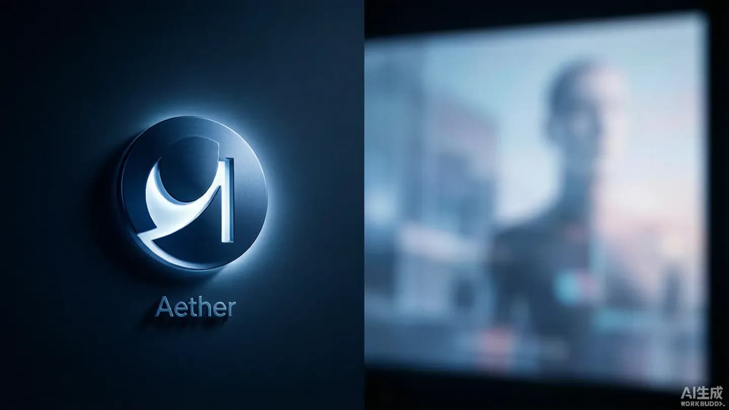 A moody split composition contrasting a crisp glowing brand logo with a blurred synthetic ad, symbolizing the brand-trust divide in AI video.