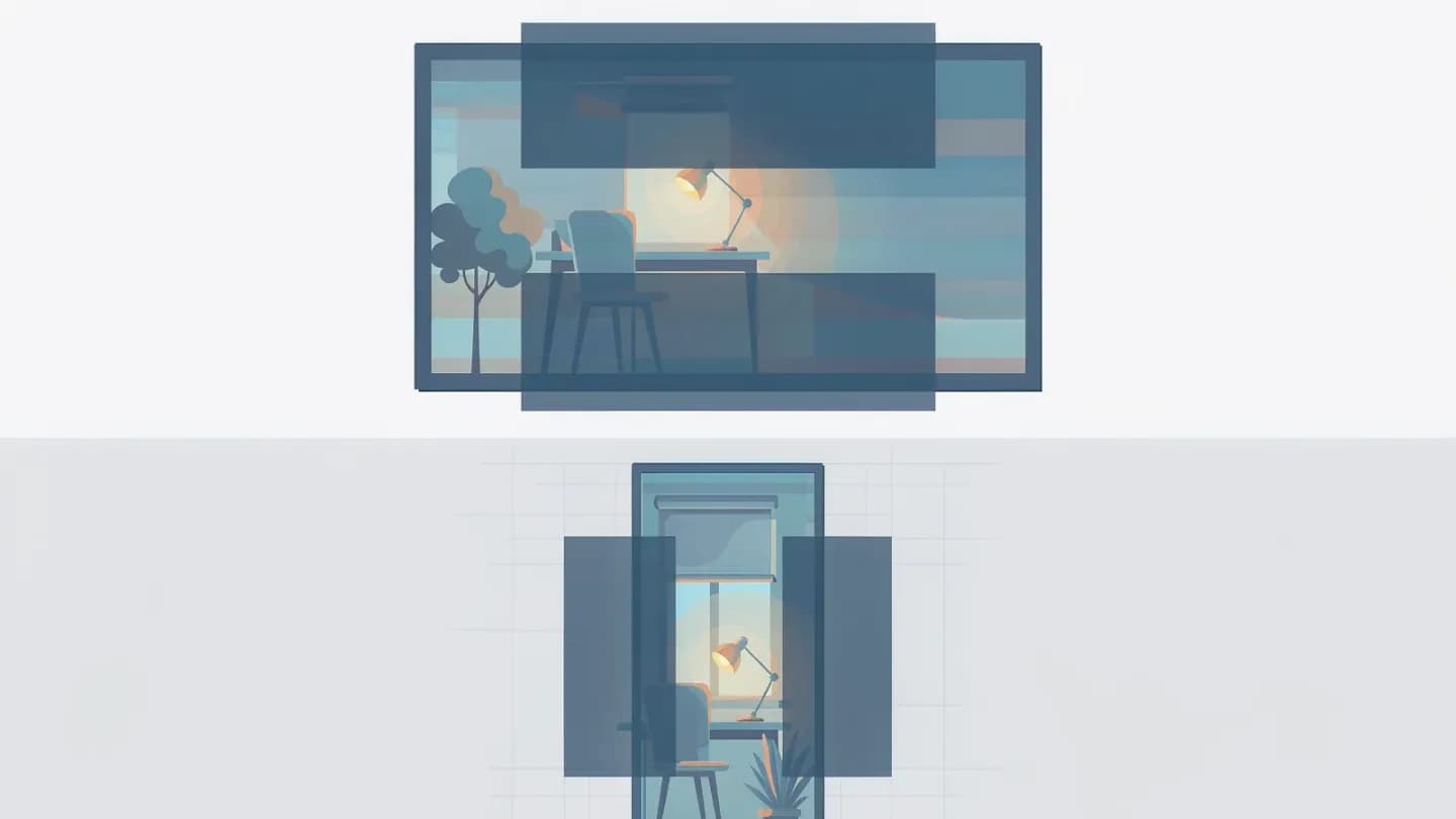 Diagram comparing a wide 16:9 frame with a tall 9:16 frame and the overlapping safe zone