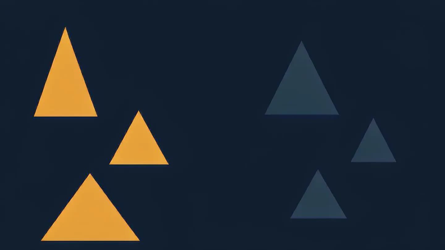 Two halves of a split panel on navy, one with rising amber shapes and one with lowered slate shapes, contrasting advertiser and consumer word choices