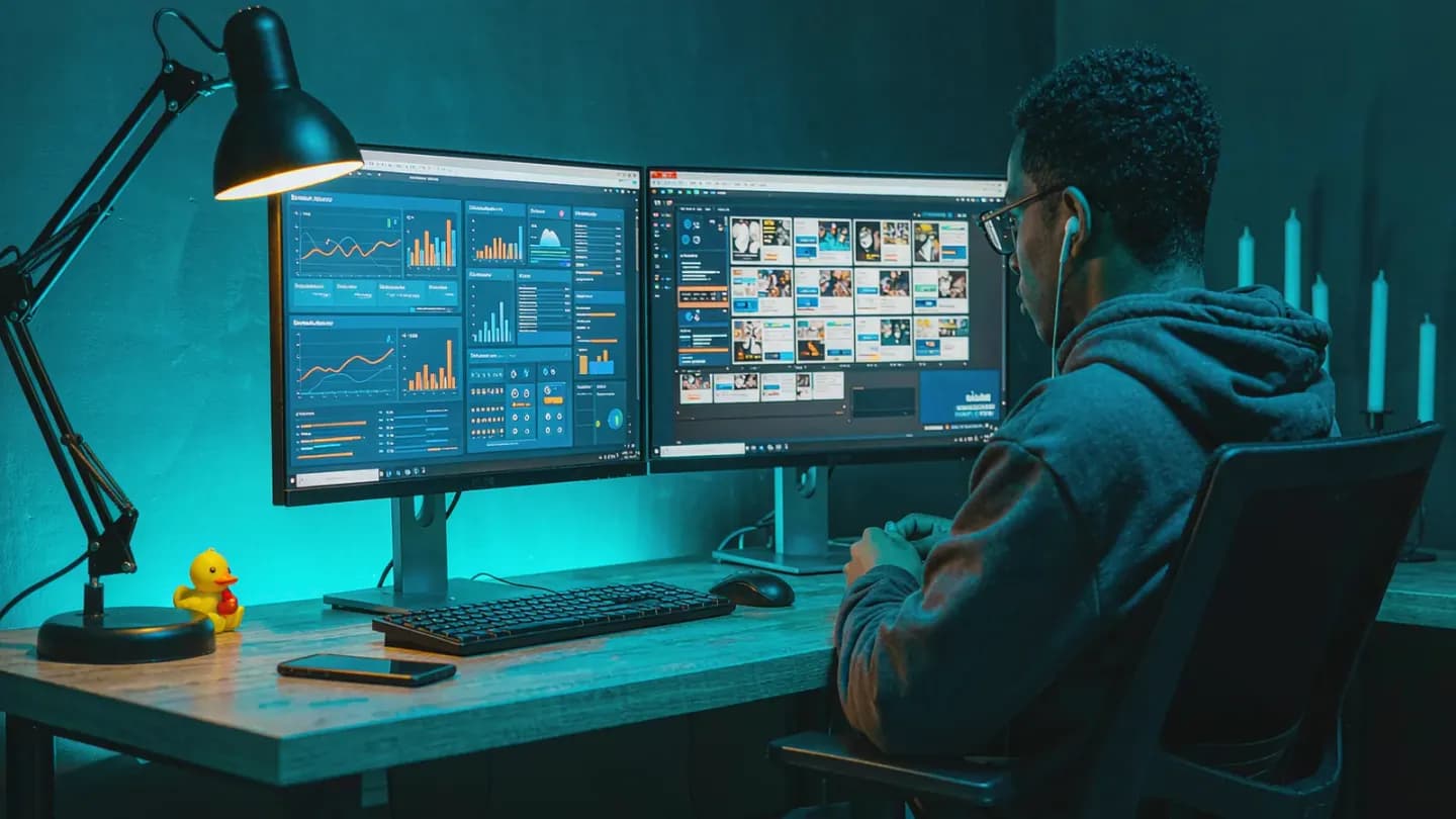 Brand video producer viewing a performance dashboard linked to the production timeline