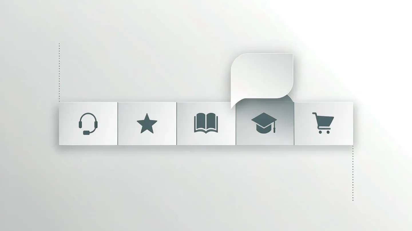 A horizontal video timeline divided into five chapter blocks with offset markers, one block highlighted and lifted into a quote card