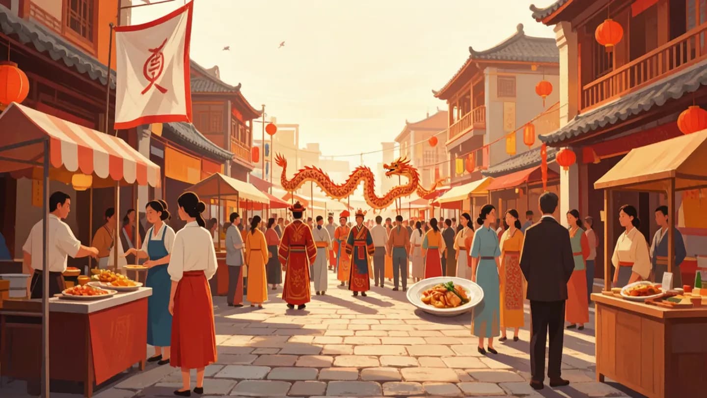 A cultural festival scene with subtle AI-generation errors