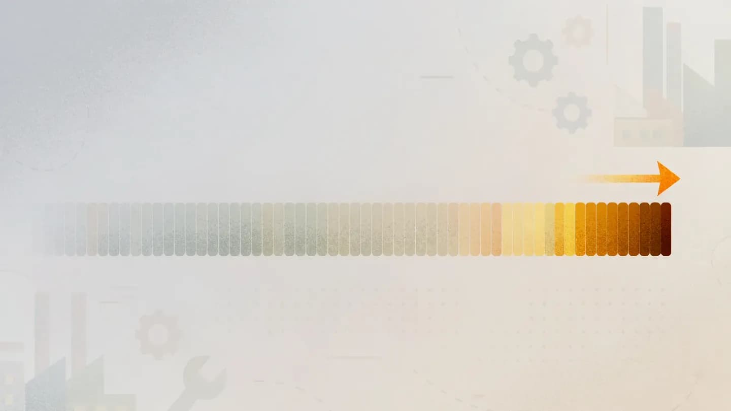 A long segmented timeline bar narrowing into one short dense block on the right.