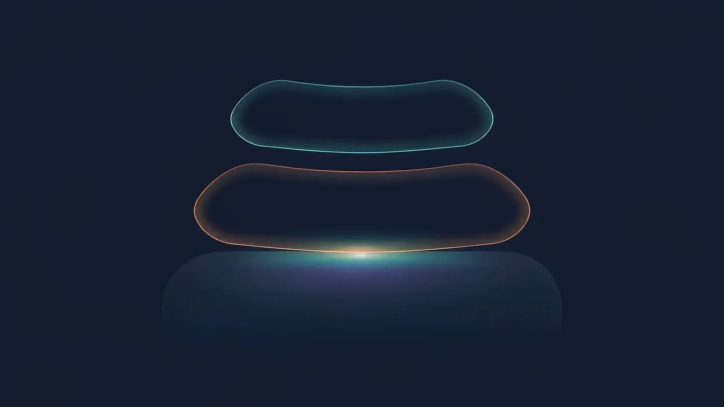 Three stacked CTV metric layers rising from a single clean impression at the base, rendered as a minimalist vector diagram on dark navy