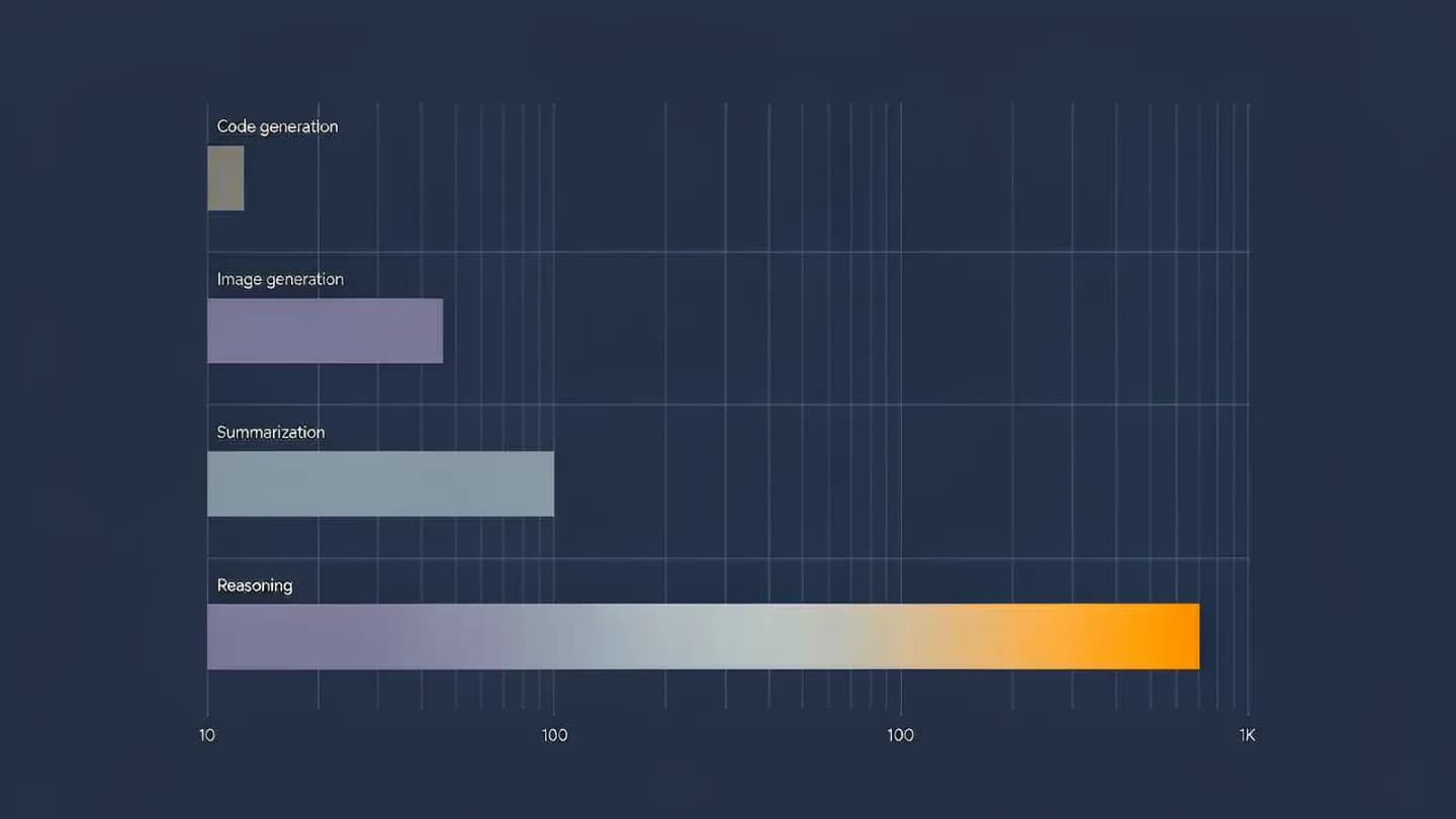 Ascending bar chart comparing energy use of text, chat, image and short video generation tasks