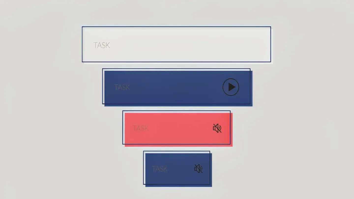 Funnel diagram showing a delivered impression narrowing through skipped, redirected and muted viewing to a smaller watched remainder