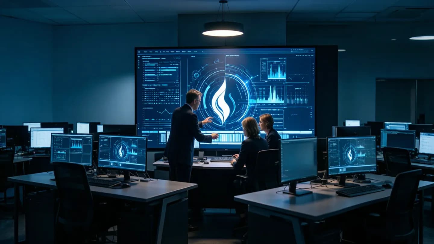 A senior creative team directing AI pipelines as mid-tier editing desks empty out
