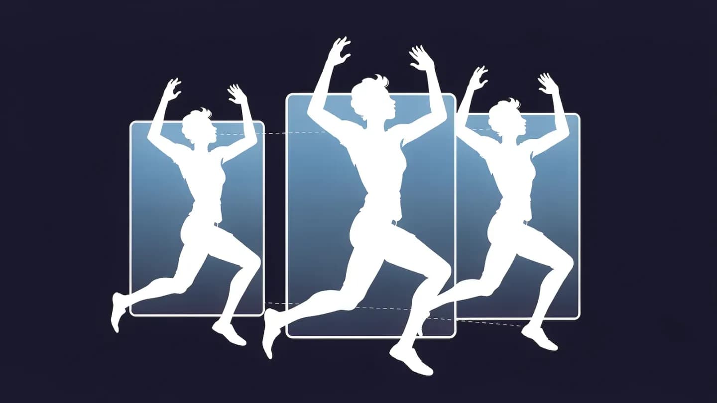 A repeated human silhouette across three panels on a dark navy field, identically posed to show a locked identity anchor.