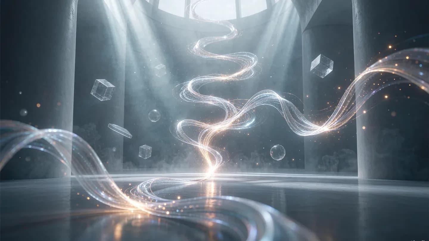 Stylized continuous video timeline representing infinite-duration AI generation