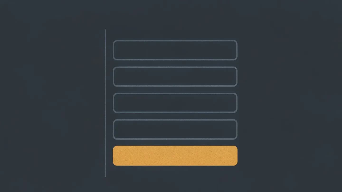 Minimal flat diagram of five stacked record slots with the fifth highlighted to mark the licence clause