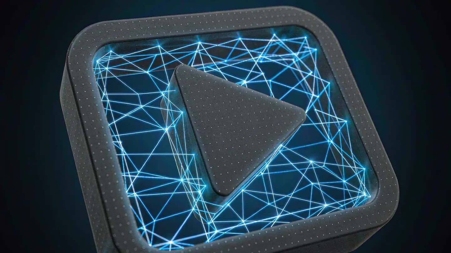 A video file icon revealing a glowing C2PA content-credentials metadata layer beneath its surface.