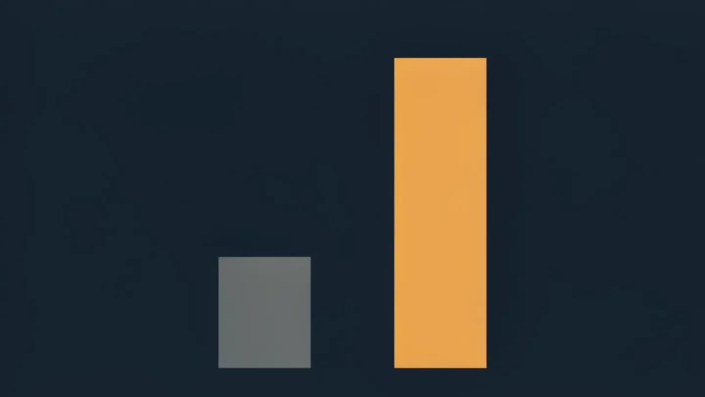 Two vertical bars on a dark navy field, a short grey bar beside a warm amber bar more than twice its height