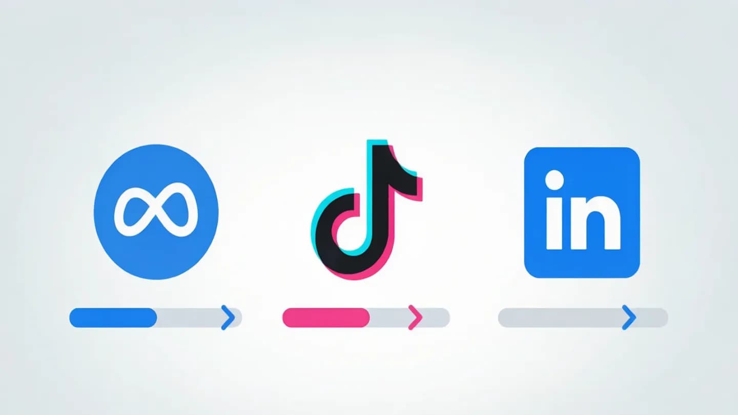 Infographic comparing Meta, TikTok, and LinkedIn creative refresh cadence timelines