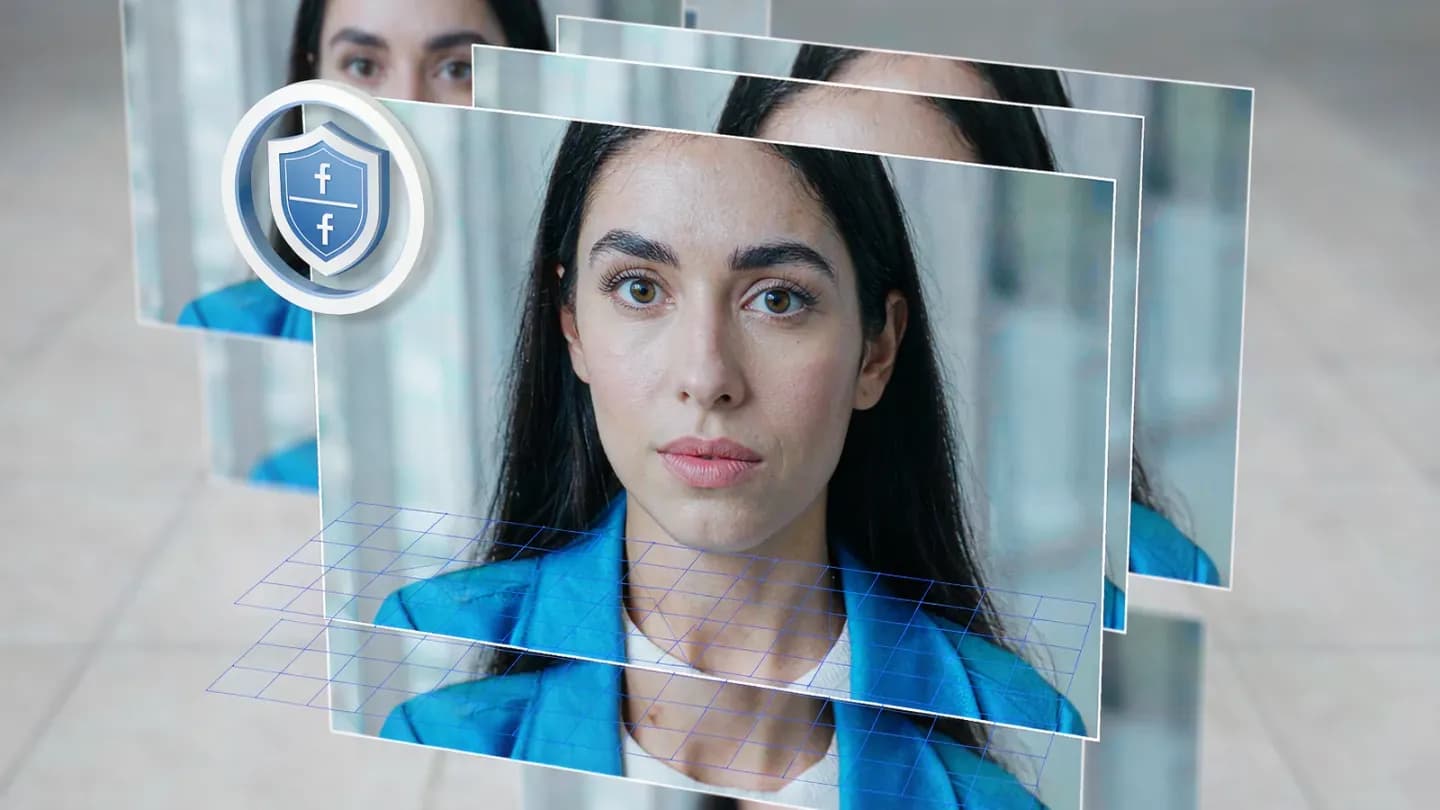 A content credentials badge being applied to a video frame as a seal of authenticity