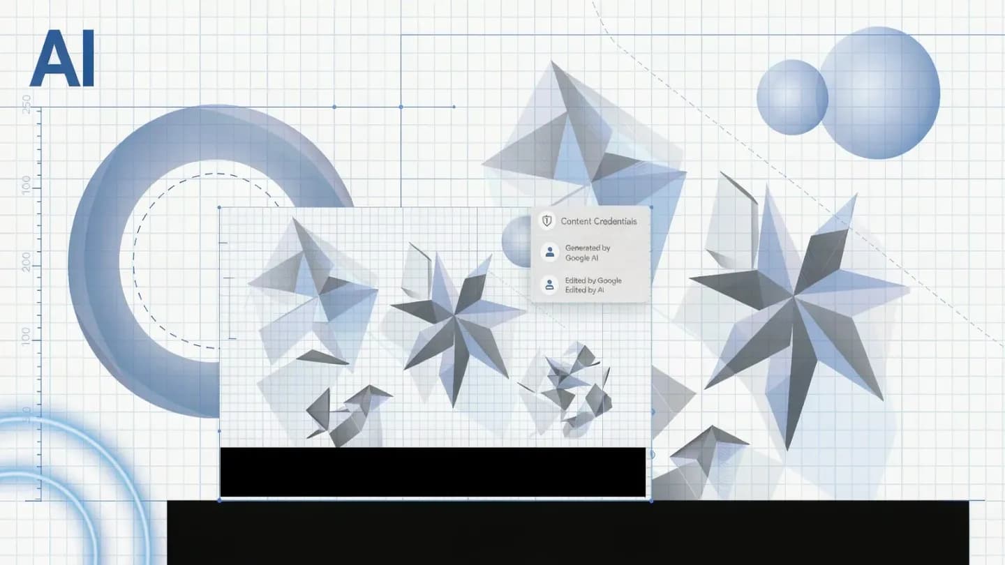 A generated video frame carrying a translucent content credentials provenance tag