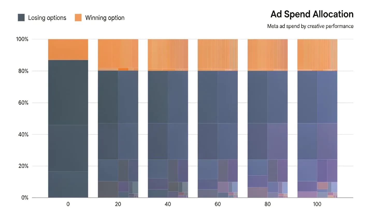 Chart of ad spend concentrating onto winning creatives